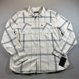 Caliville Men’s White Plaid Flannel Shirt Size Large Button Front NWT